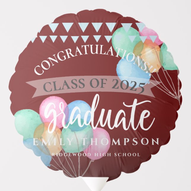 Red Celebration Class Of 2024 Graduation Party Balloon (Front)