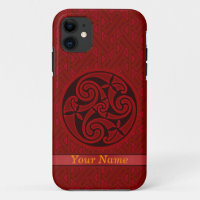 Red Celtic Art Spiral Design on a Key Pattern iPod