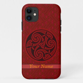 Red Celtic Art Spiral Design On A Key Pattern Ipod Iphone 11 Case by Keltwind at Zazzle