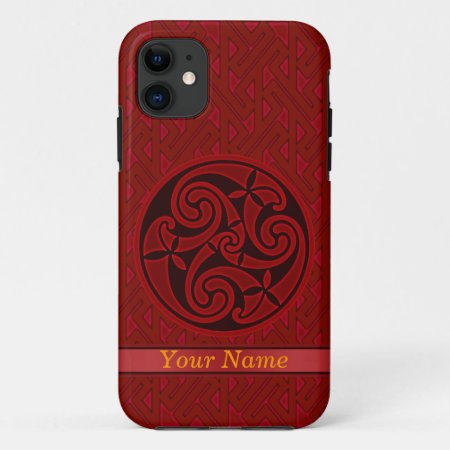 Red Celtic Art Spiral Design On A Key Pattern Ipod Iphone 11 Case