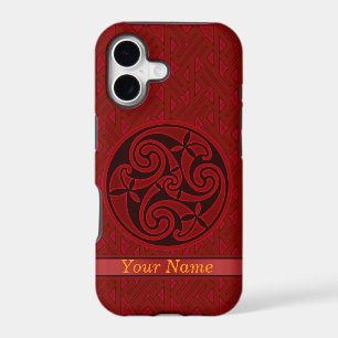 Red Celtic Art Spiral Design on a Key Pattern iPod iPhone 17 Case