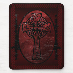 Red Celtic Cross Mouse Pad