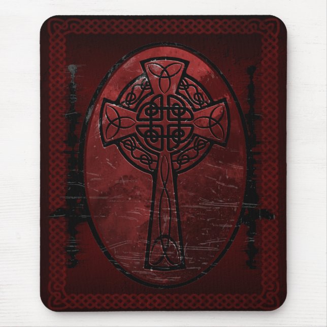 Red Celtic Cross Mouse Pad (Front)