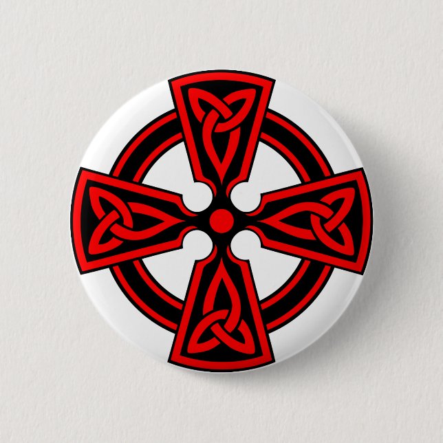 red celtic cross saxon viking wicca pagan button (Front)