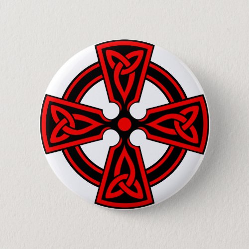 red celtic cross saxon viking wicca pagan button