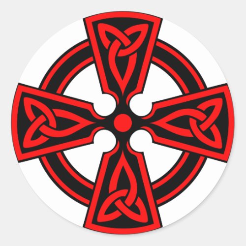 red celtic cross saxon viking wicca pagan classic round sticker