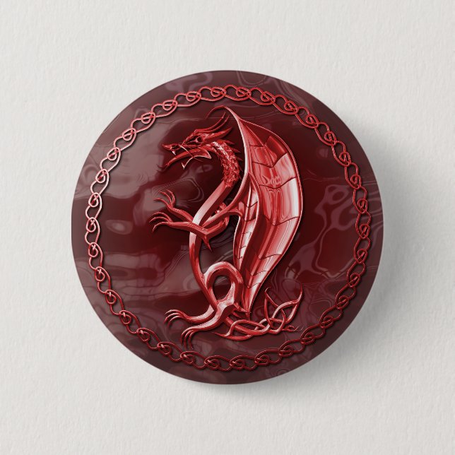Red Celtic Dragon Button (Front)