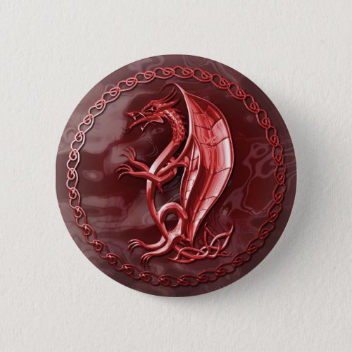 Red Celtic Dragon Button