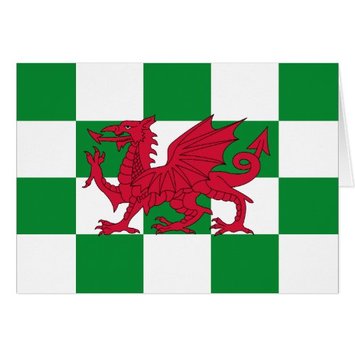Red Celtic Dragon Flag Checker Mystical Creature