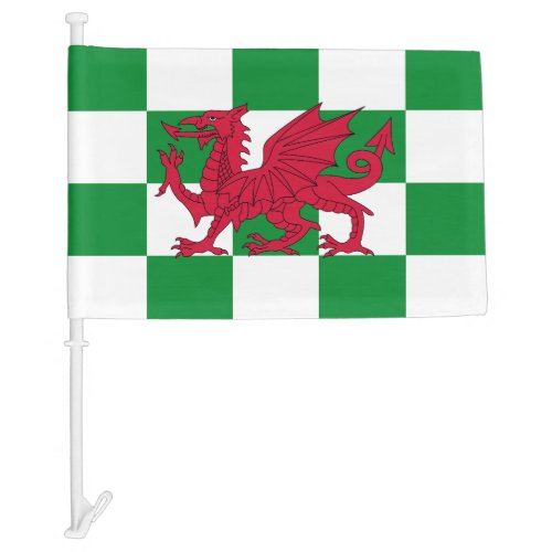 Red Celtic Dragon Flag Chequered Mystical Creature