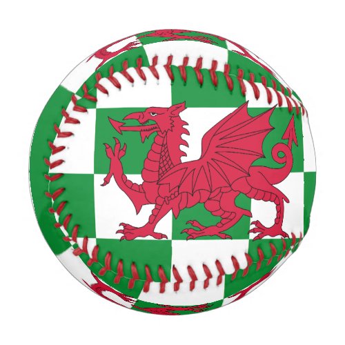 Red Celtic Dragon Flag Chequered Mystical Creature Baseball