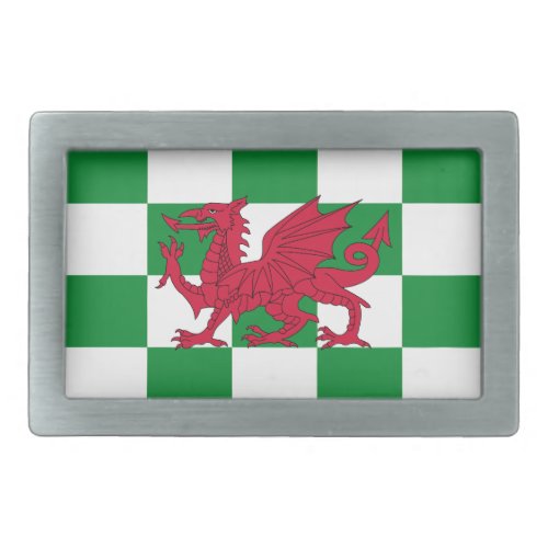 Red Celtic Dragon Flag Chequered Mystical Creature Belt Buckle