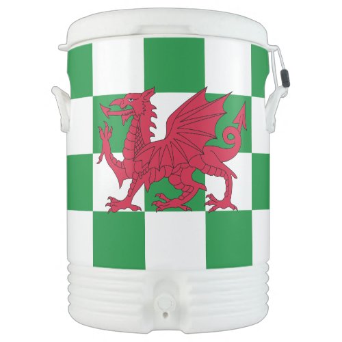 Red Celtic Dragon Flag Chequered Mystical Creature Beverage Cooler