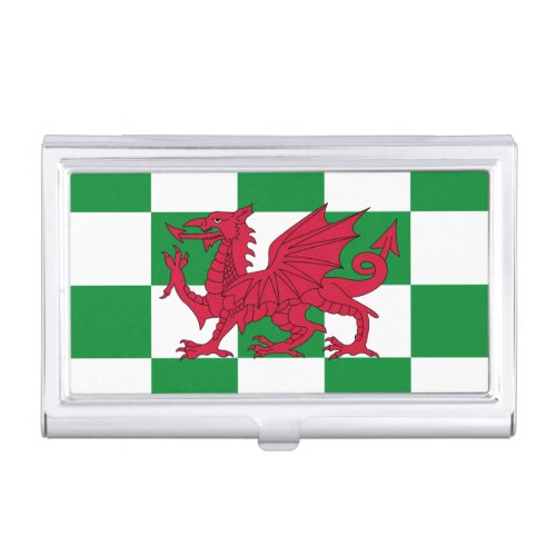 Red Celtic Dragon Flag Chequered Mystical Creature Business Card Case