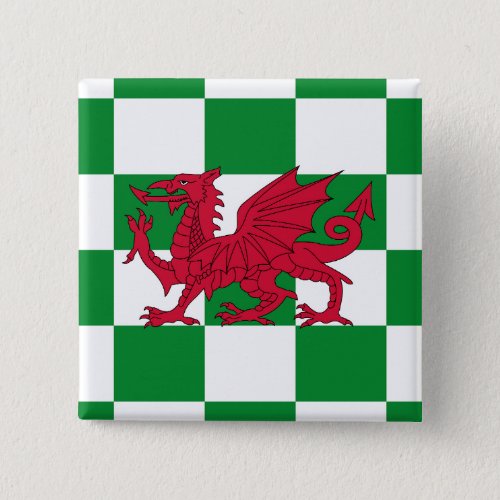 Red Celtic Dragon Flag Chequered Mystical Creature Button