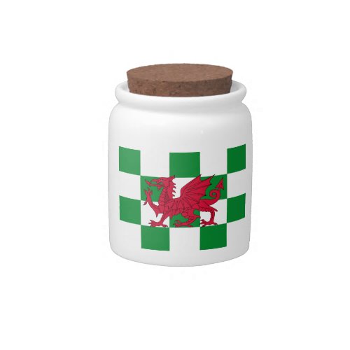 Red Celtic Dragon Flag Chequered Mystical Creature Candy Jar