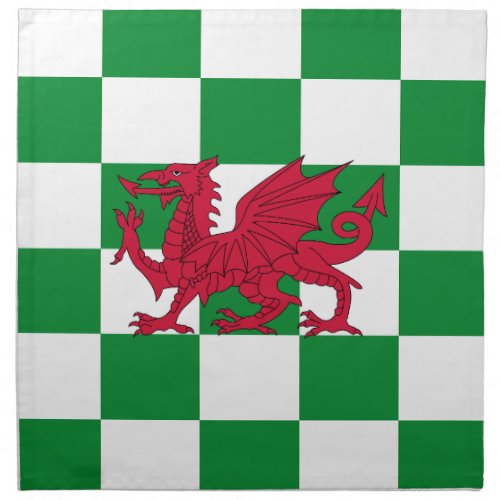 Red Celtic Dragon Flag Chequered Mystical Creature Cloth Napkin