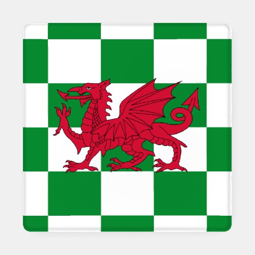 Red Celtic Dragon Flag Chequered Mystical Creature Coaster Set