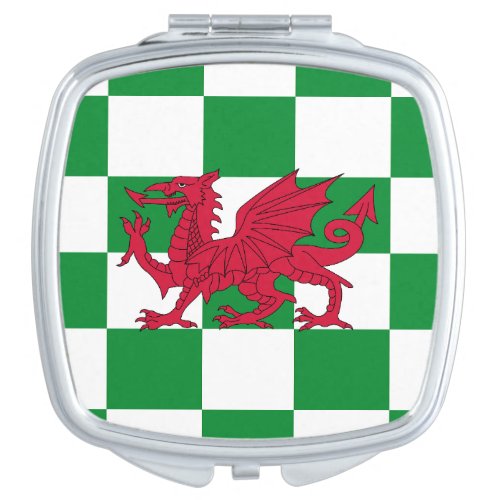 Red Celtic Dragon Flag Chequered Mystical Creature Compact Mirror