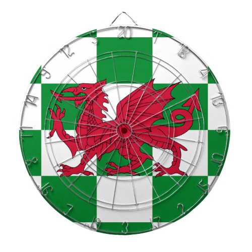 Red Celtic Dragon Flag Chequered Mystical Creature Dart Board