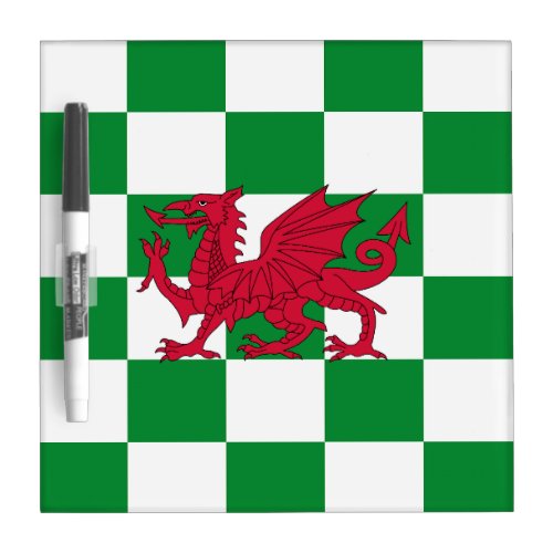 Red Celtic Dragon Flag Chequered Mystical Creature Dry Erase Board
