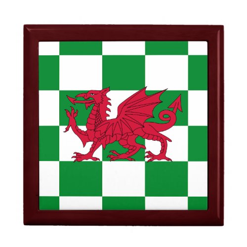 Red Celtic Dragon Flag Chequered Mystical Creature Gift Box