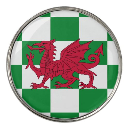 Red Celtic Dragon Flag Chequered Mystical Creature Golf Ball Marker