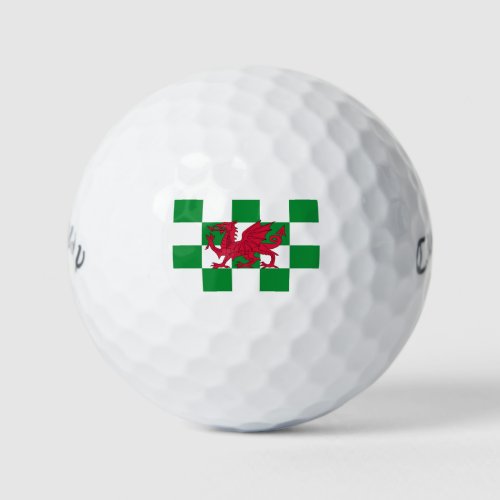 Red Celtic Dragon Flag Chequered Mystical Creature Golf Balls