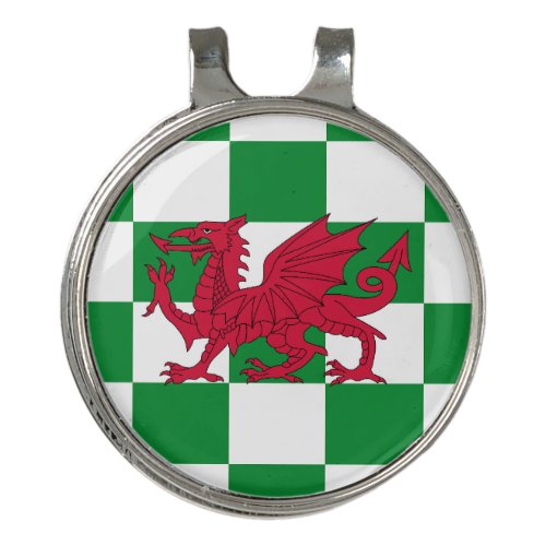 Red Celtic Dragon Flag Chequered Mystical Creature Golf Hat Clip