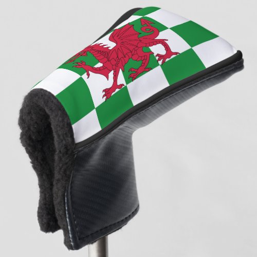 Red Celtic Dragon Flag Chequered Mystical Creature Golf Head Cover