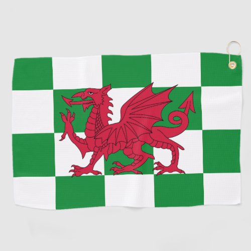 Red Celtic Dragon Flag Chequered Mystical Creature Golf Towel