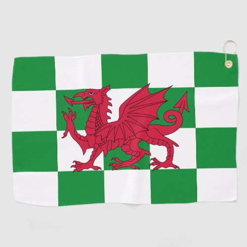 Red Celtic Dragon Flag Chequered Mystical Creature Golf Towel