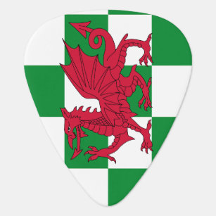 Red Celtic Dragon Flag Chequered Mystical Creature Guitar Pick