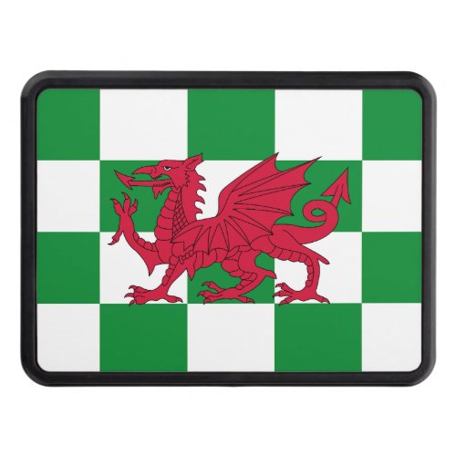 Red Celtic Dragon Flag Chequered Mystical Creature Hitch Cover