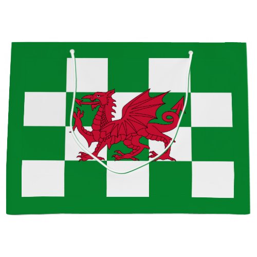 Red Celtic Dragon Flag Chequered Mystical Creature Large Gift Bag