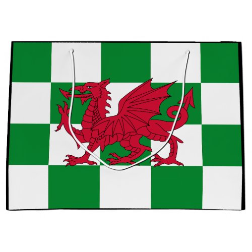 Red Celtic Dragon Flag Chequered Mystical Creature Large Gift Bag