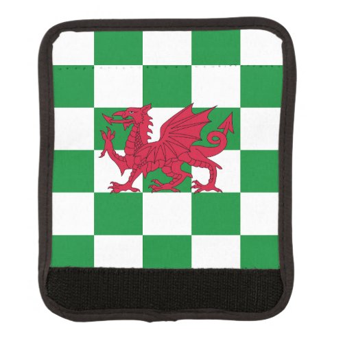 Red Celtic Dragon Flag Chequered Mystical Creature Luggage Handle Wrap