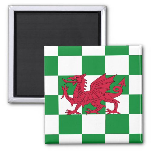 Red Celtic Dragon Flag Chequered Mystical Creature Magnet