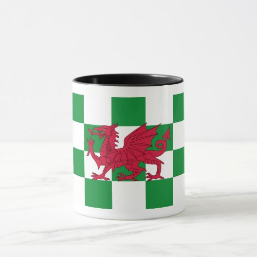 Red Celtic Dragon Flag Chequered Mystical Creature Mug