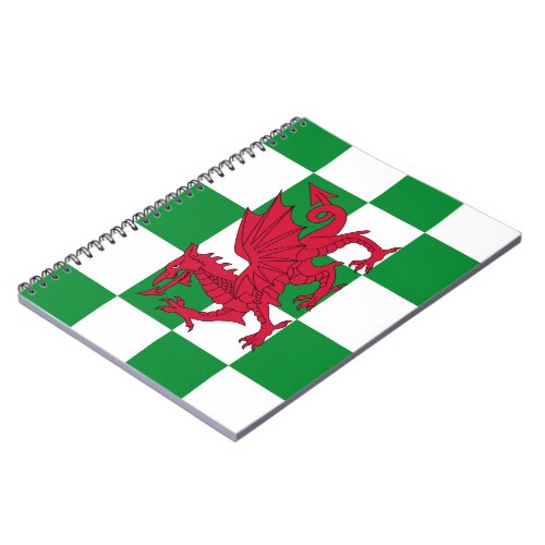Red Celtic Dragon Flag Chequered Mystical Creature Notebook