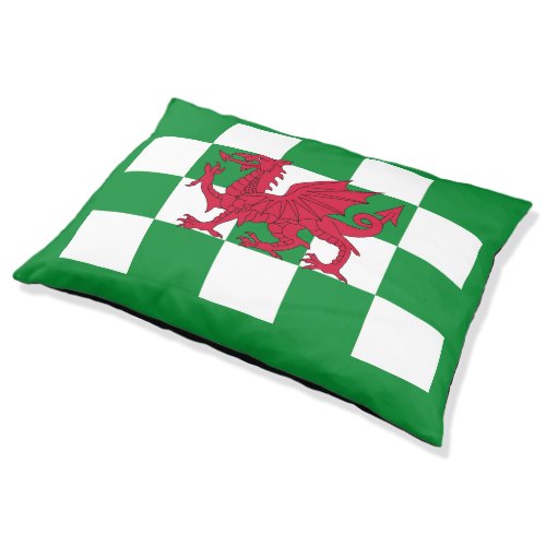 Red Celtic Dragon Flag Chequered Mystical Creature Pet Bed