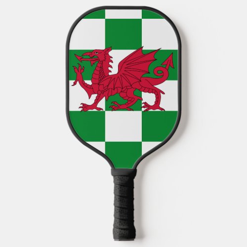 Red Celtic Dragon Flag Chequered Mystical Creature Pickleball Paddle