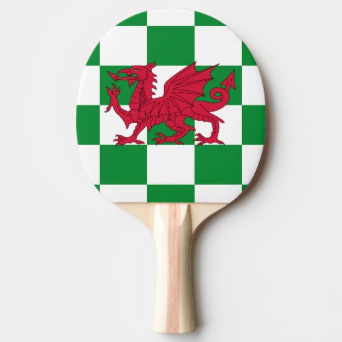 Red Celtic Dragon Flag Chequered Mystical Creature Ping Pong Paddle