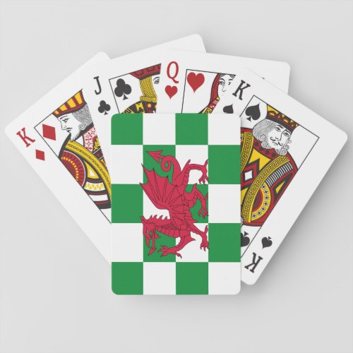 Red Celtic Dragon Flag Chequered Mystical Creature Playing Cards