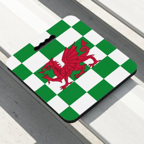 Red Celtic Dragon Flag Chequered Mystical Creature Seat Cushion