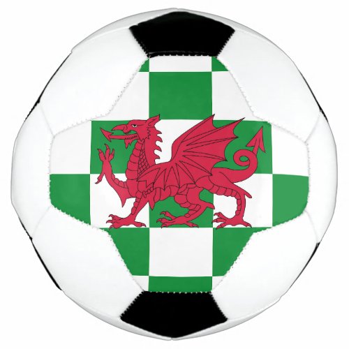 Red Celtic Dragon Flag Chequered Mystical Creature Soccer Ball