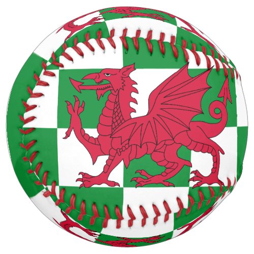 Red Celtic Dragon Flag Chequered Mystical Creature Softball