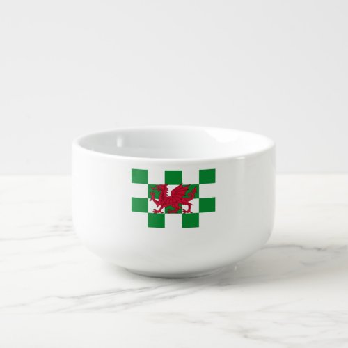 Red Celtic Dragon Flag Chequered Mystical Creature Soup Mug