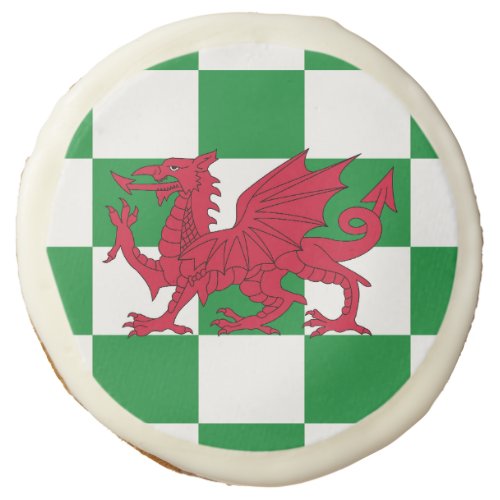 Red Celtic Dragon Flag Chequered Mystical Creature Sugar Cookie