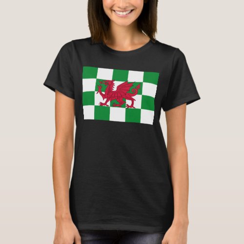 Red Celtic Dragon Flag Chequered Mystical Creature T_Shirt